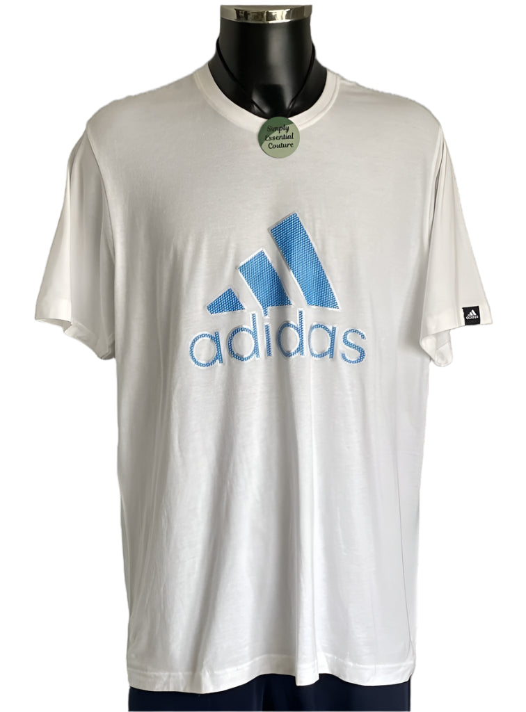 Adidas White Print T Shirt Size 2XL NEW with Tags Simply Essential Couture