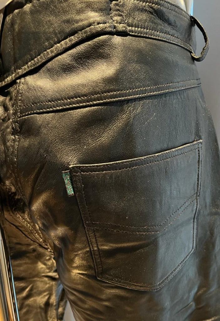 Frank Thomas Black Leather Trousers W36 - Pre-loved