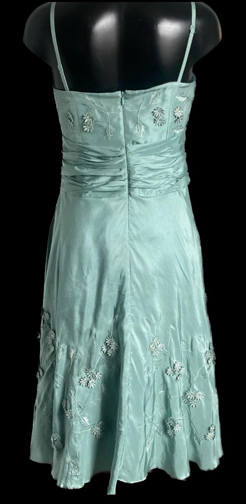 Monsoon Green Silk Dress size UK12 NEW with Tags