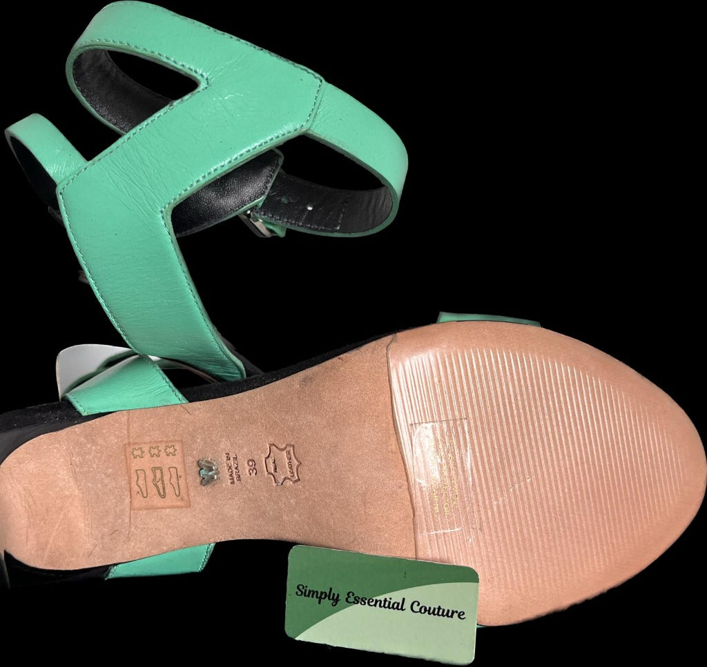 Whistles Green Leather Sandals - size UK6 - NEW