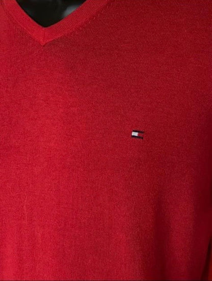 Hilfiger Red Jumper Size M - Pre-loved