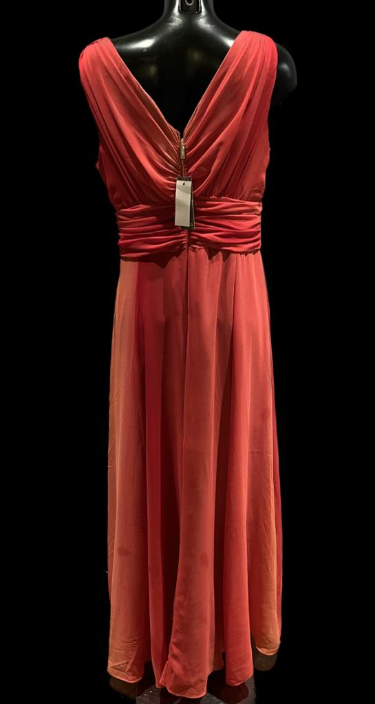 M&Co Red Long Chiffon Dress - Size UK14 - NEW with Tags