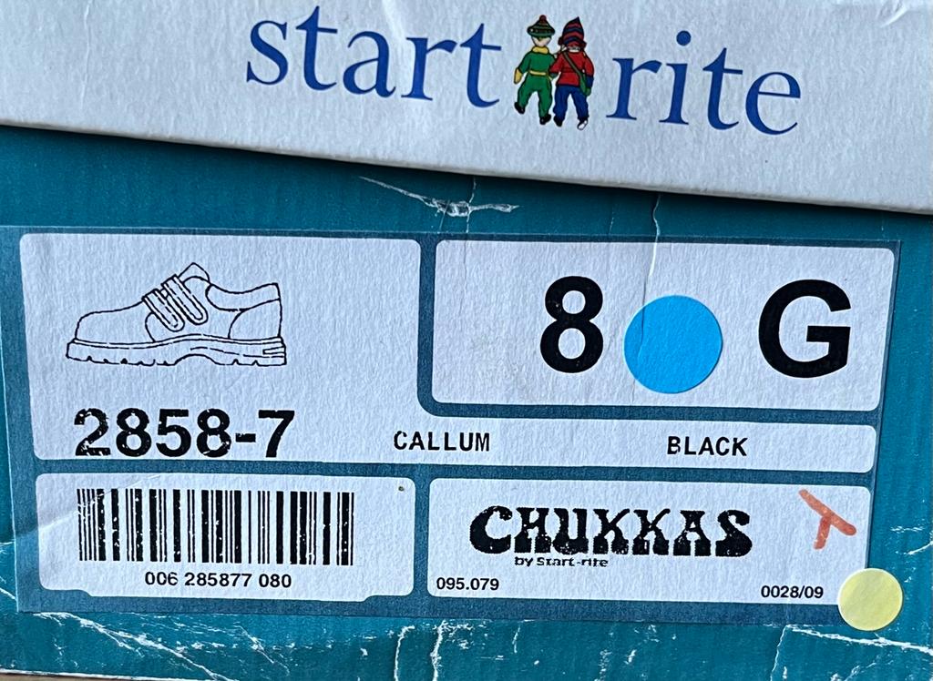 Start-rite  Callum Chukkas Black Leather Shoes size UK8G and 8.5G. NEW in Box