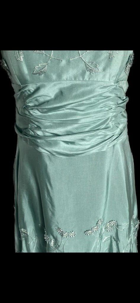 Monsoon Green Silk Dress size UK12 NEW with Tags