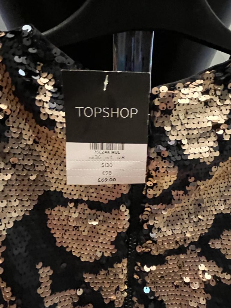 Topshop Gold sequinned Dress size UK8  - BNWT