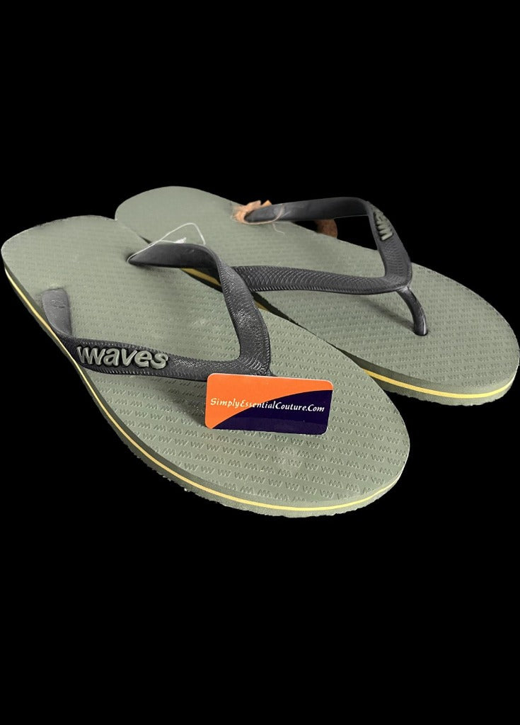 Wave Khaki Flip Flops size UK8 new