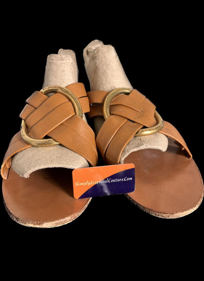 CHLOE Brown Leather Sliders - size UK5 - Pre-loved