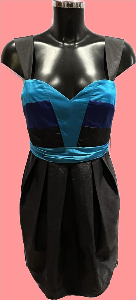 Lipsy Black/Blue Dress  size UK10- Pre-loved