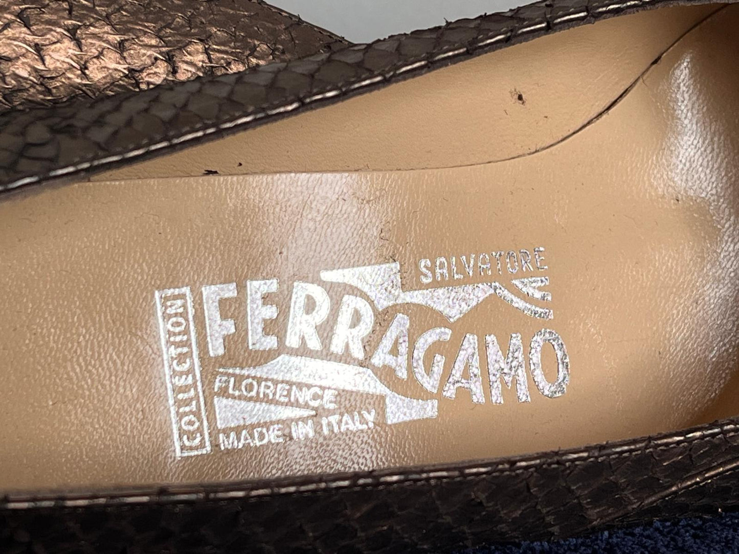 Vintage Salvatore Ferragamo Brown Leather Shoes - size UK7.5 - NEW