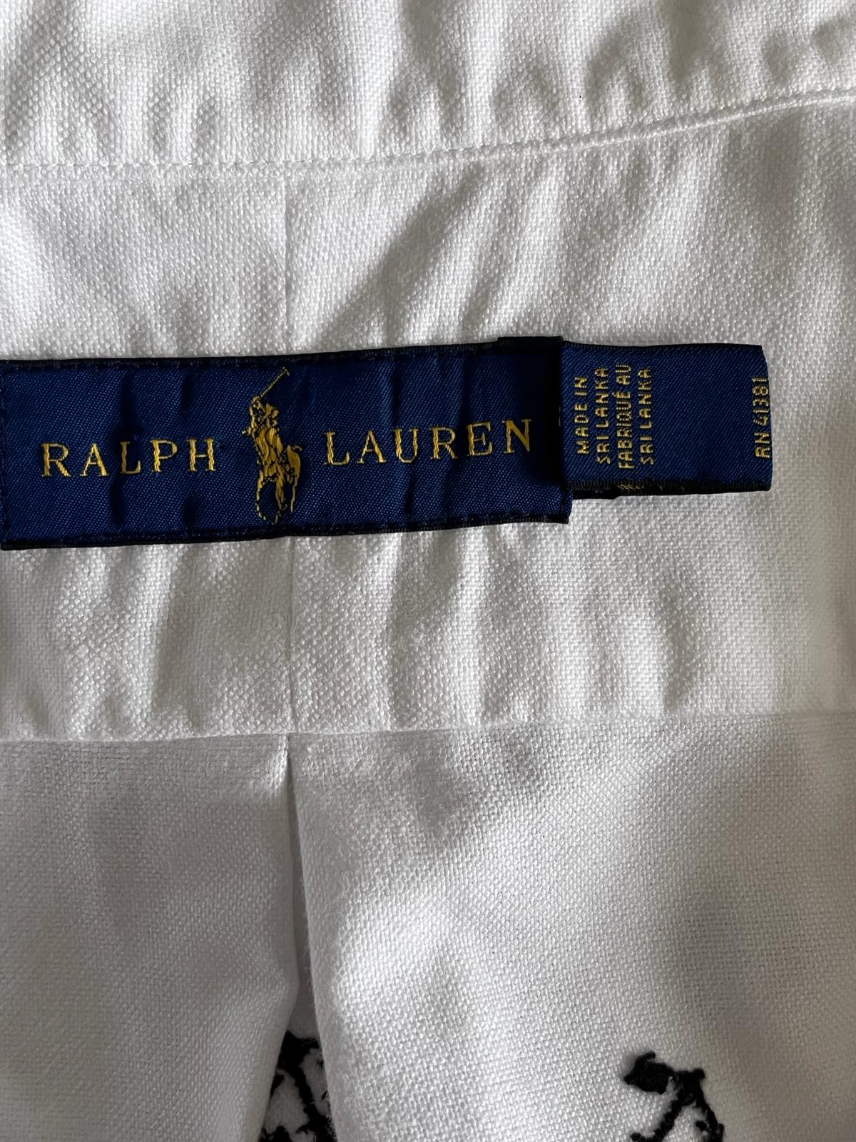 Ralph Lauren White Shirt with Anchor pattern. Size M - Pre-loved