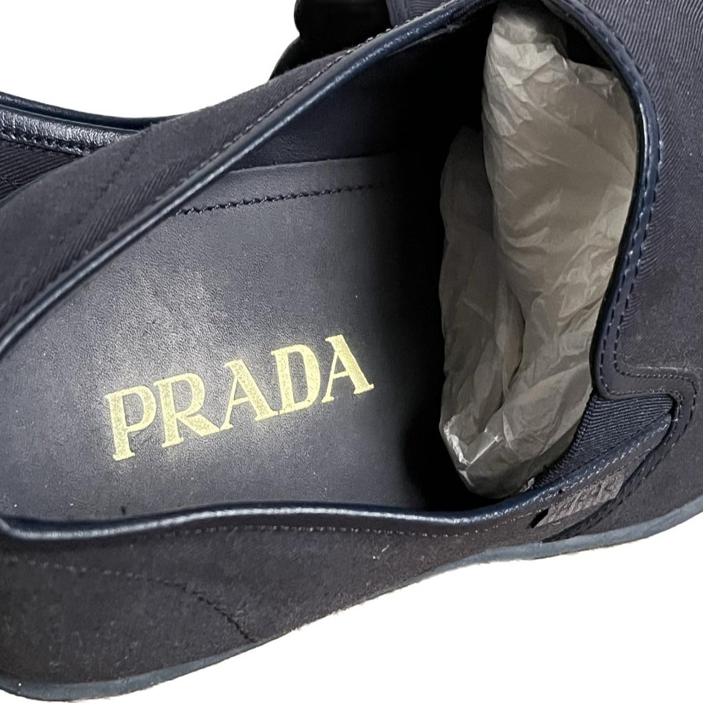 PRADA Navy Leather  Loafers - size UK 8.5 - pre-loved