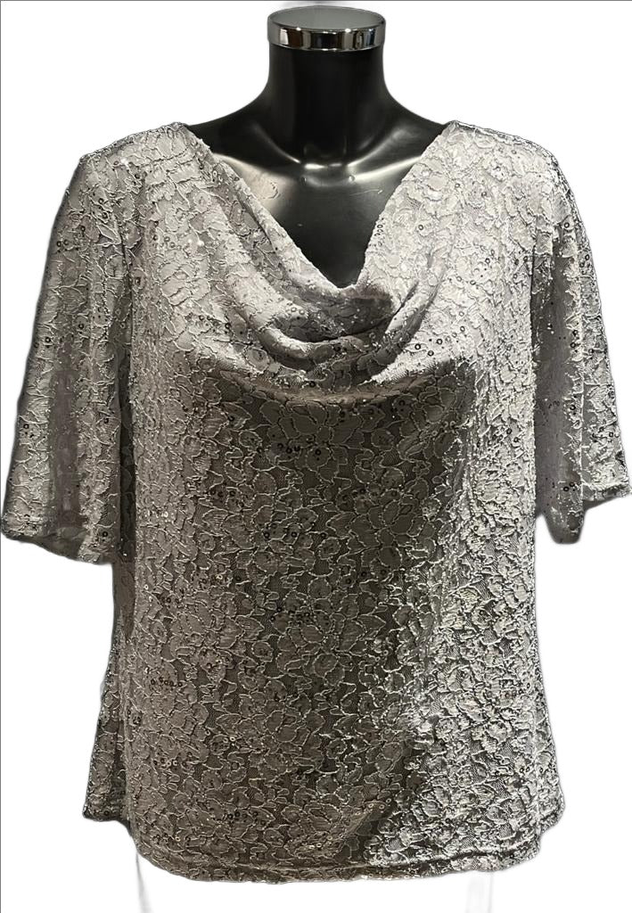 David Emanuel Grey Lace Top - size 20 -  NEW