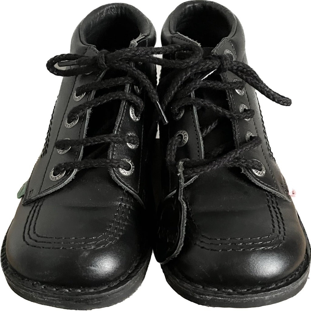 KICKERS BLACK LEATHER SHOES SIZE UK 3.5 NEW