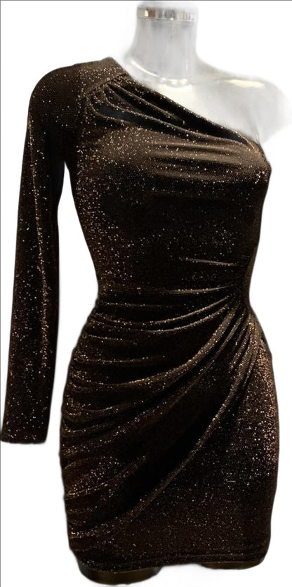 Lipsy Black/Gold Sparkly Dress - size 10 -  NEW