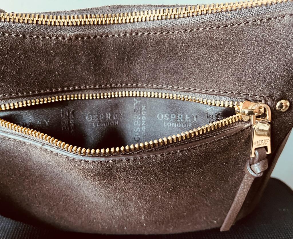 Osprey London Brown Suede Crossbody Bag- Pre-loved