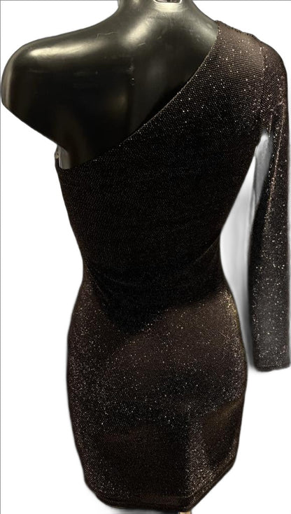 Lipsy Black/Gold Sparkly Dress - size 10 -  NEW