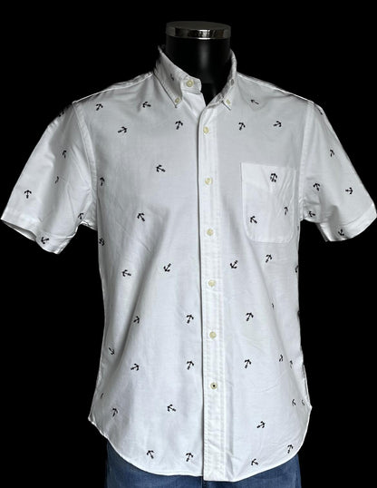 Ralph Lauren White Shirt with Anchor pattern. Size M - Pre-loved