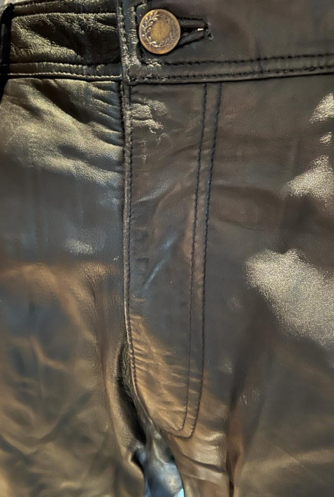 Frank Thomas Black Leather Trousers W36 - Pre-loved