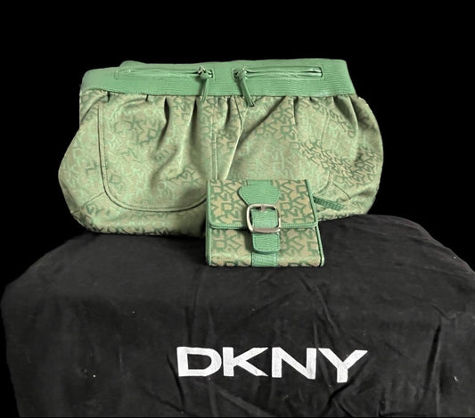 DKNY Green Monogram Bag & Purse - Pre-loved
