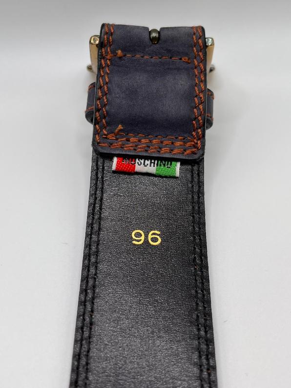 Vintage Moschino Navy Leather Belt - Pre-loved