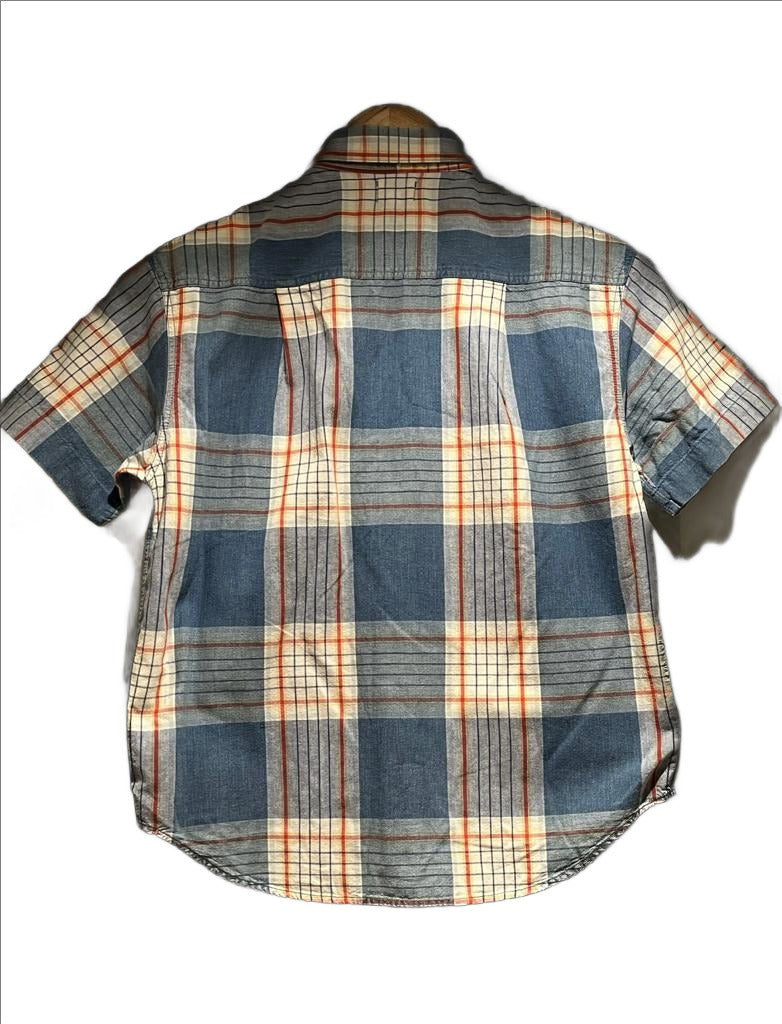 Armani Junior Blue/White Checked Shirt, Size 32 - 13 yrs - Pre-loved in fabulous condition