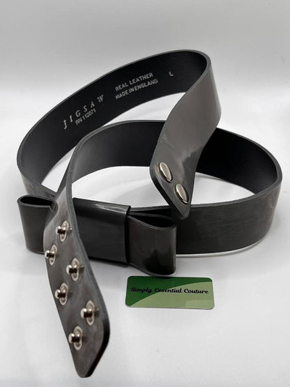 Vintage Grey Patent Leather Belt - Pre-loved