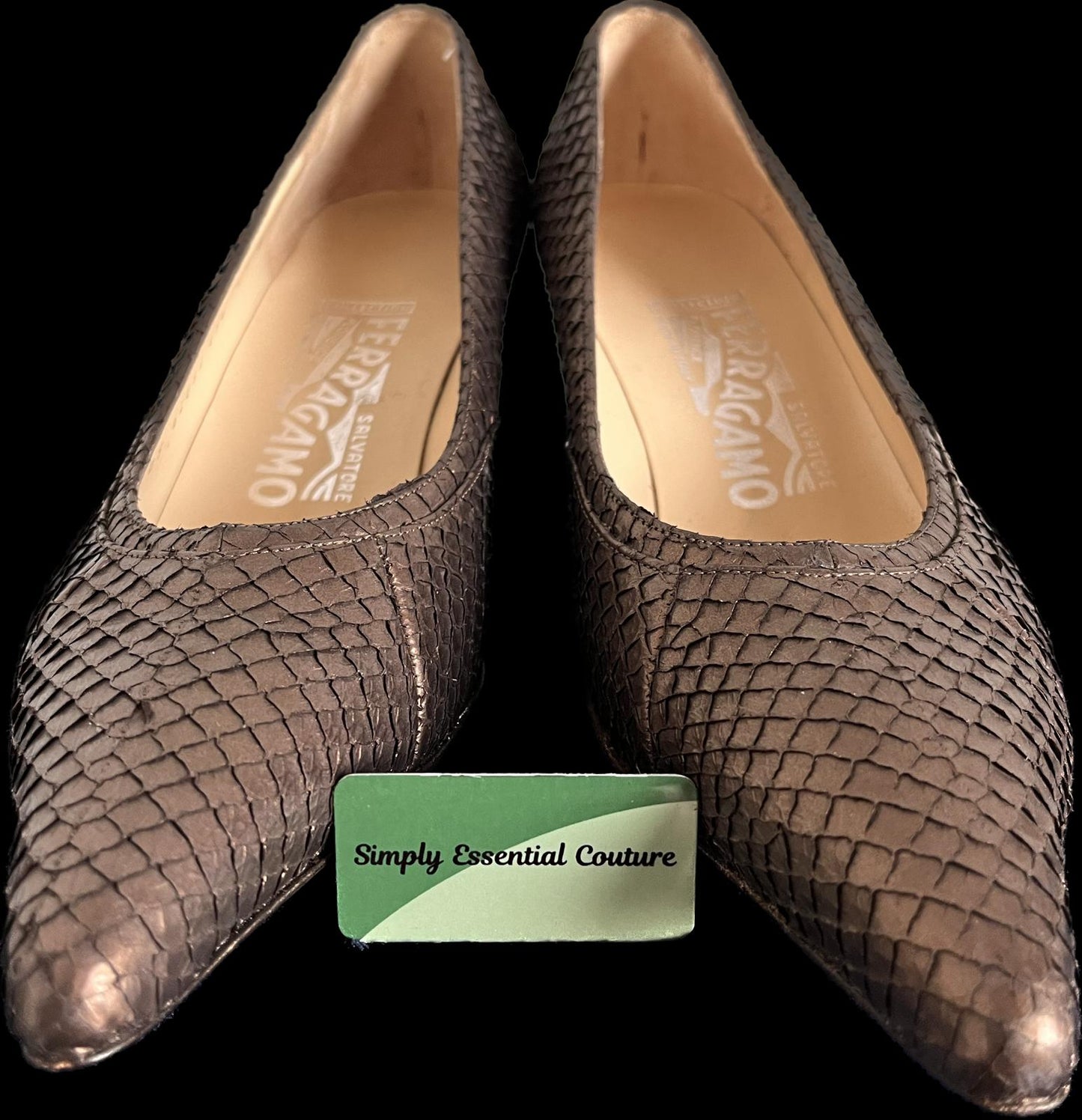 Vintage Salvatore Ferragamo Brown Leather Shoes - size UK7.5 - NEW
