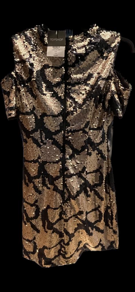 Topshop Gold sequinned Dress size UK8  - BNWT