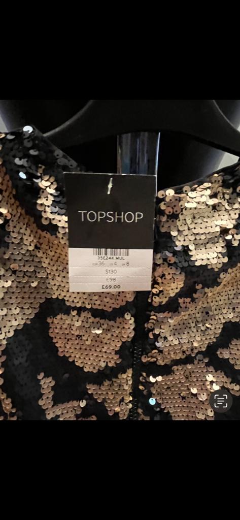 Topshop Gold sequinned Dress size UK8  - BNWT