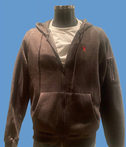 Polo Hoodie - Charcoal Grey - Size L - Pre-loved