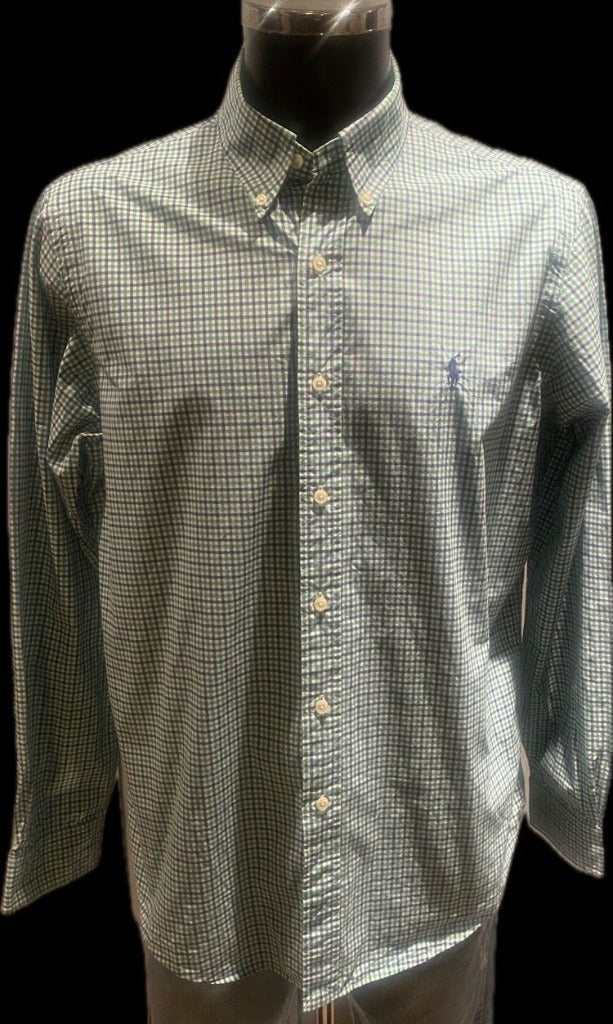 Ralph Lauren Green/Blue Checked Shirt - Size L - Pre-loved, excellent condition