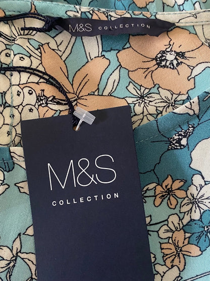 M&S Blue & Green Pattern Dress - size UK22 - NEW with Tags
