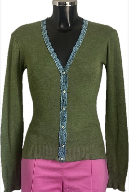 Jigsaw Vintage Green Cardigan - size S/M - Pre-loved