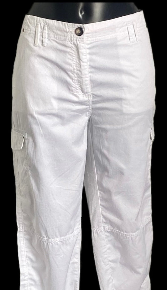 NEXT White Cropped Trousers Size UK14L - NEW with Tags