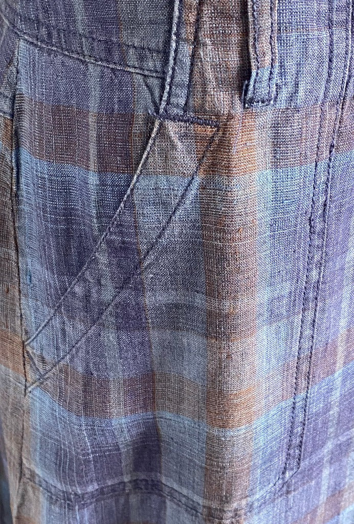 Poetry Blue Checked Maxi Skirt - Size UK16 - Pre-loved in fabulous condition