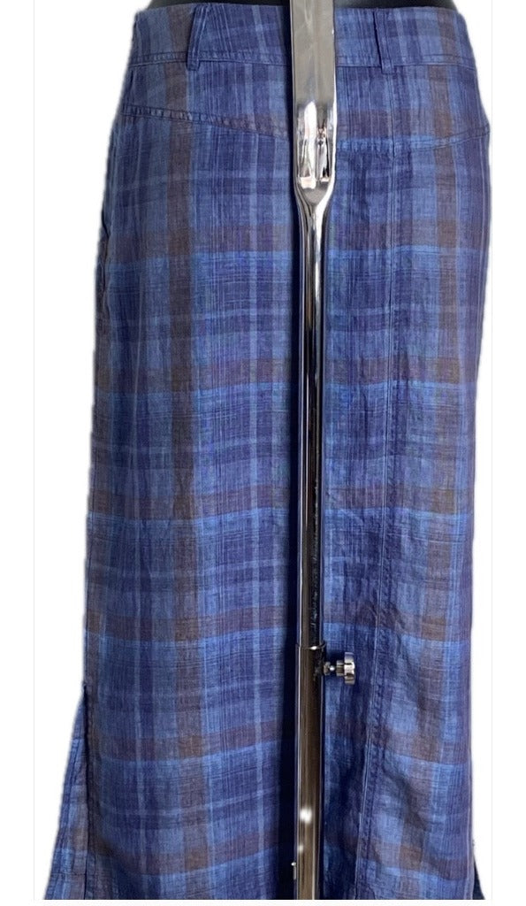 Poetry Blue Checked Maxi Skirt - Size UK16 - Pre-loved in fabulous condition