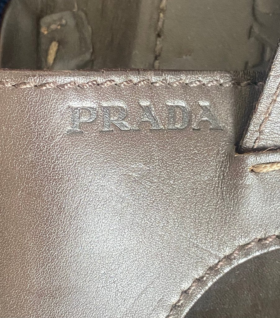 PRADA Brown Lether Sandals Size UK9 - Pre-loved