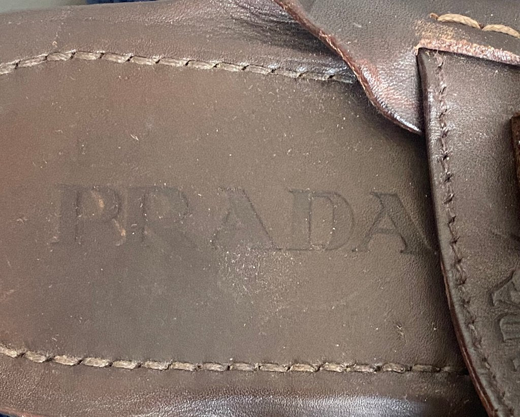 PRADA Brown Leather Sandals - Foot Base