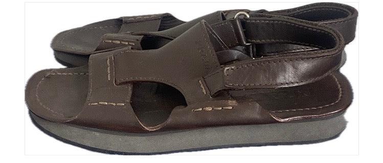 PRADA Brown Leather Sandals - Size UK9