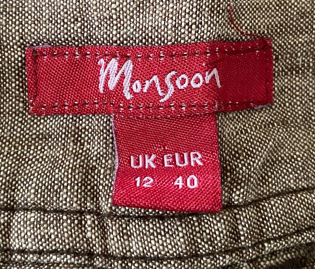 Monsoon Brown Linen Trousers Size UK12 - Pre-loved