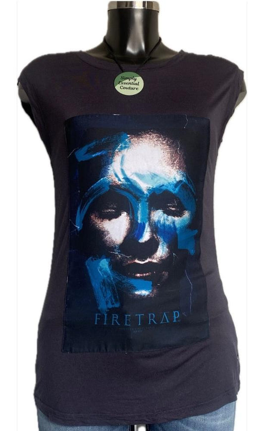 Firetrap Grey T-Shirt Size UK10 - Pre-loved