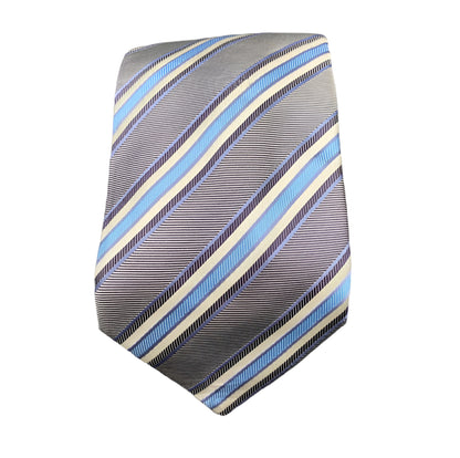 Vintage Boss Silk Tie - Grey/ Blue Front