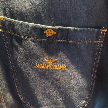 Armani Jeans Navy Denim Shirt - Size M -  Pre-loved