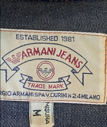 Armani Jeans Navy Denim Shirt - Size M -  Pre-loved