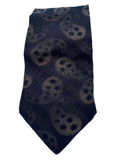 Giorgio Armani Black and Gold 100% Silk Tie - Made in Italy - Pre-loved