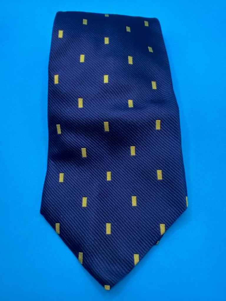 Enrico Rossini Navy and Yellow 100% Silk Tie - Pre-loved in Great Condition