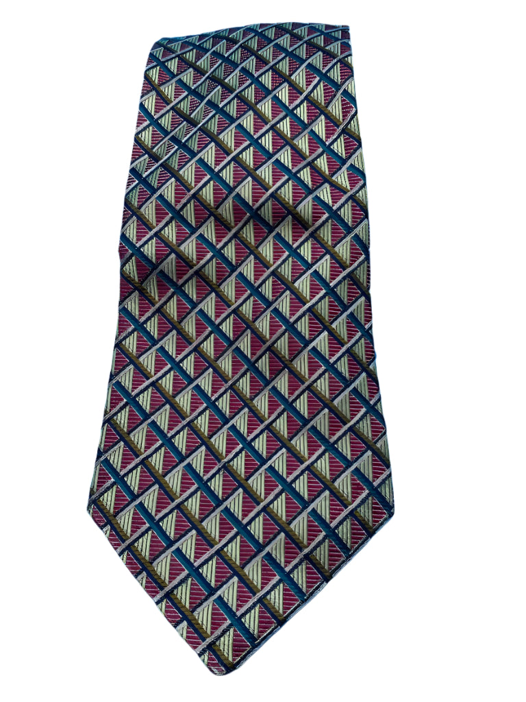 Burberrys Gold & Burgundy 100% Silk Tie