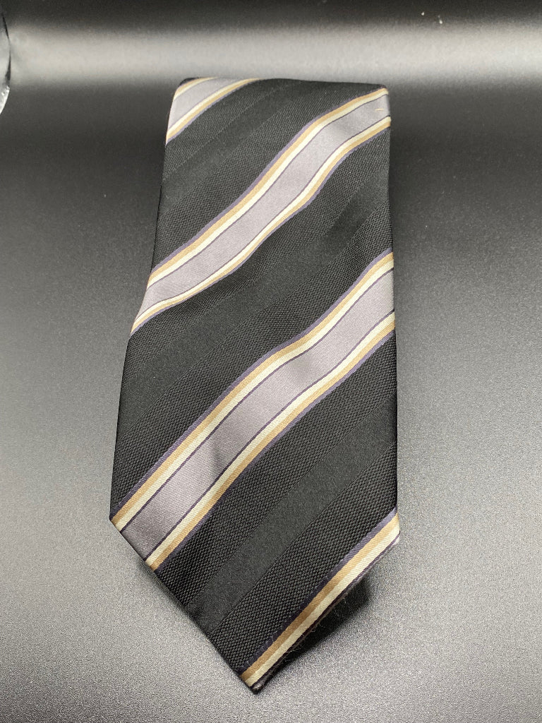 Jan Paulsen Vintage Black/Silver 100% Silk Tie - Pre-loved