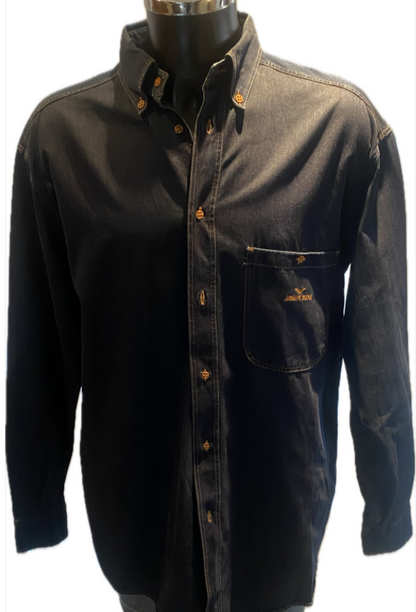 Armani Jeans Navy Denim Shirt - Size M -  Pre-loved