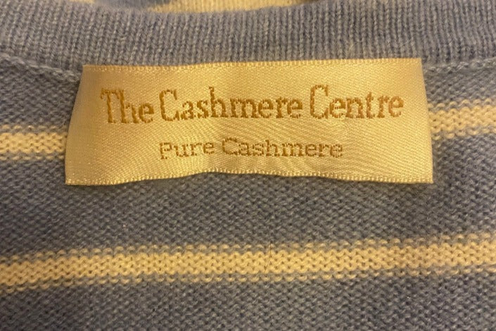 Cashmere Co. Blue & White Jumper - Size L - Pre-loved